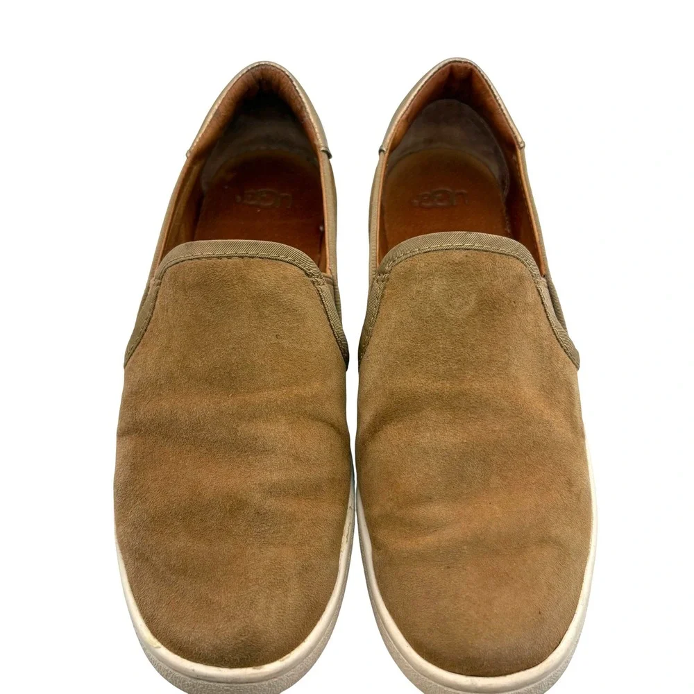 UGG Cas Slip On Suede Leather Sneakers Womens 7‎ Chestnut Brown Metallic Gold